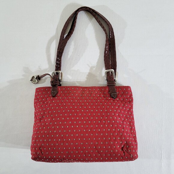 Brighton Handbag Purse Hobo Bag Red Dot AndreaCanvas Leather Handles $120 NOS - Picture 1 of 3